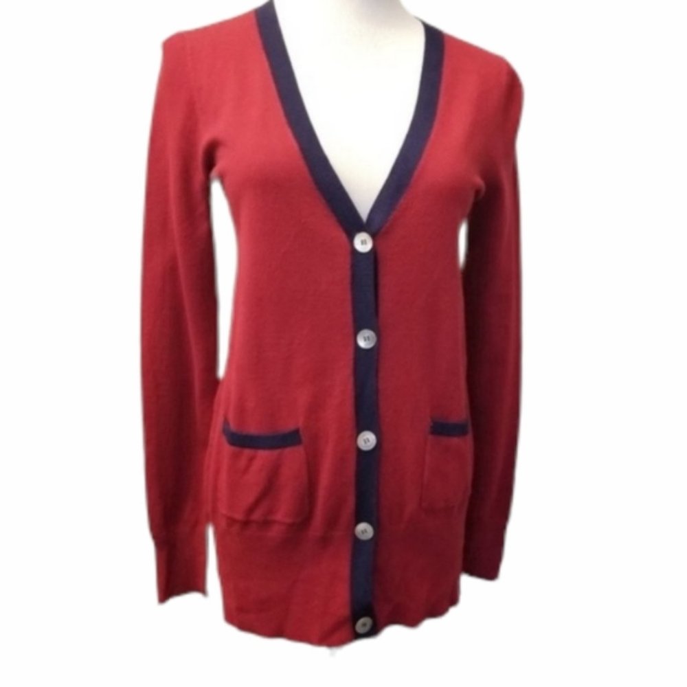 Isaac Mizrahi red button down cardigan size XS (02)